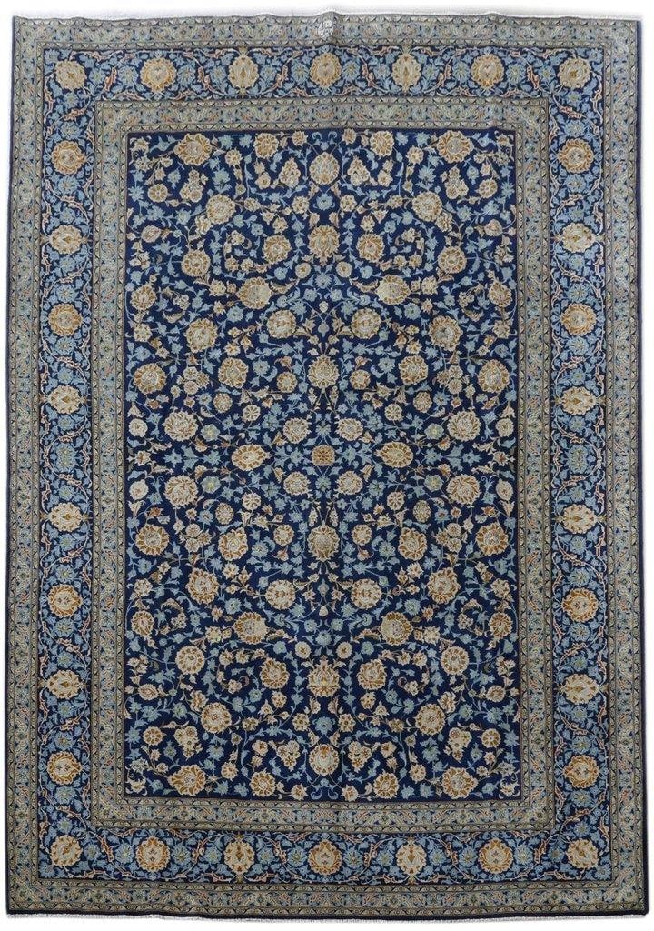 Signed Persian Kashan Rug 9.6 x 13.5 All Over Design Navy Blue: Signed Persian Kashan Rug 9.6 x 13.5 All Over Design Navy Blue Free continental US Shipping Experience the elegance of this authentic Navy Blue All Over Persian Kashan Rug, expertly handcrafted by ski