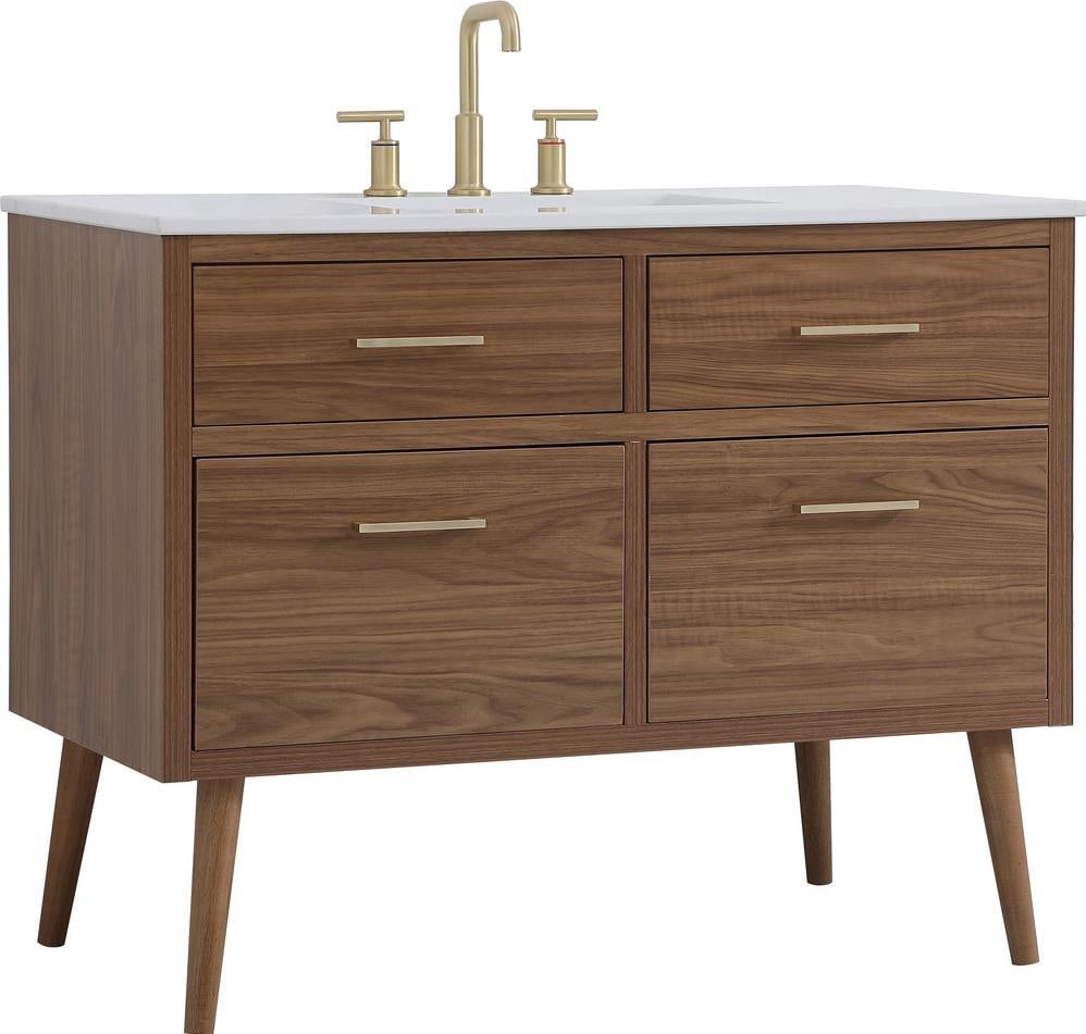Elegant Lighting Mid-Century Modern Vanity Matte White Walnut Finish: Elegant Lighting Mid-Century Modern Vanity Matte White Walnut Finish Introducing a stunning Mid-Century Modern Vanity that seamlessly blends retro flair with contemporary design. This bathroom vanity