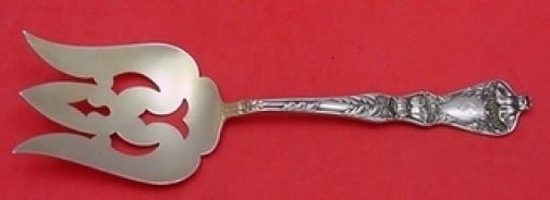 Baker-Manchester Poppy Sterling Silver Gold-Washed Salad Fork 9" Monogrammed: Baker-Manchester Poppy Sterling Silver Gold-Washed Salad Fork 9" Monogrammed Elevate your dining experience with this exquisite Poppy salad serving fork from Baker-Manchester. Crafted from high-qualit