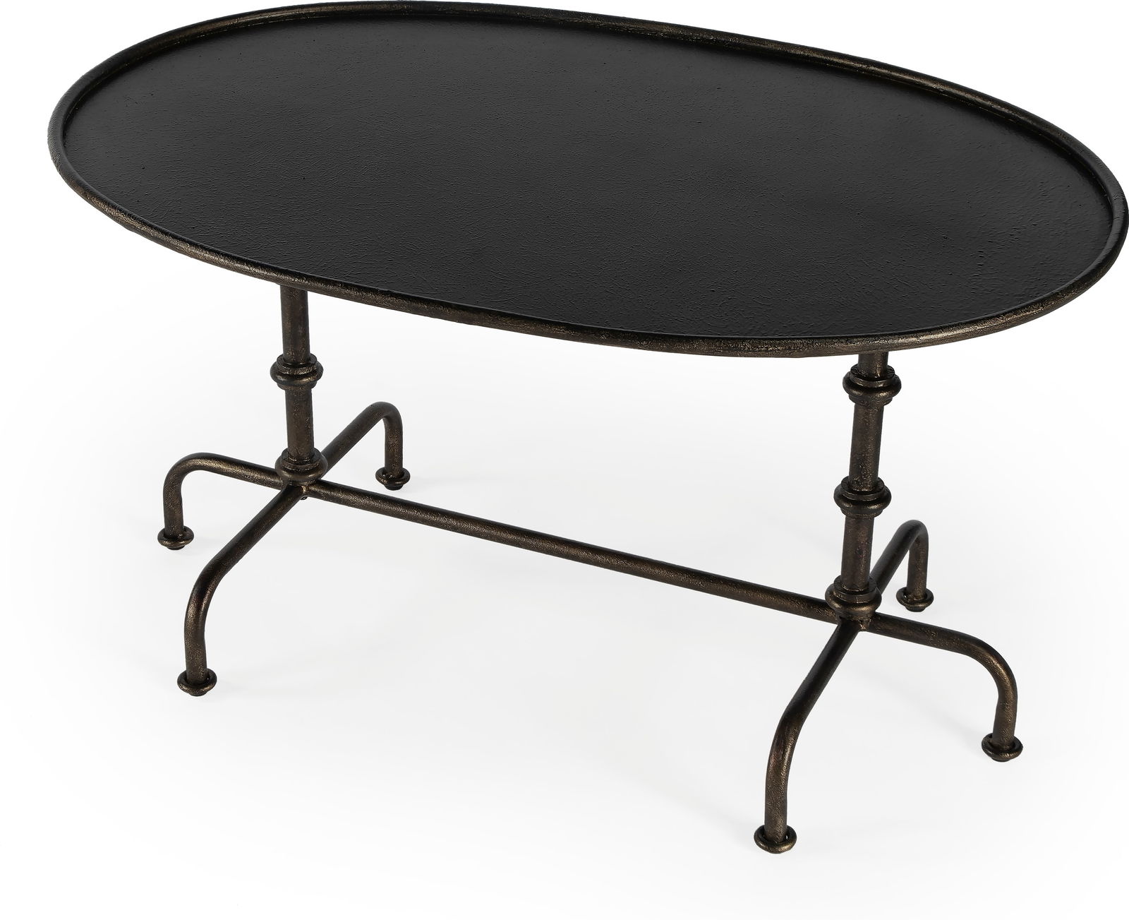 Bold Industrial Oval Coffee Table by Butler Kira Collection: Bold Industrial Oval Coffee Table by Butler Kira Collection This Bold Industrial Coffee Table from the Kira Collection by Butler combines unique design with functionality. Crafted from durable aluminu