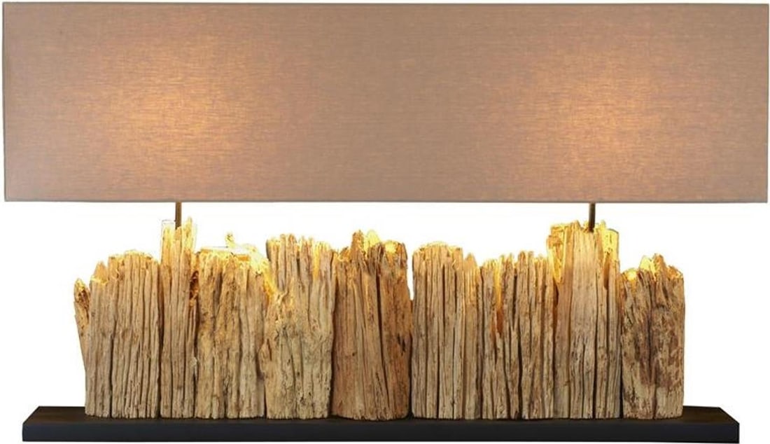 Handmade Driftwood Console Lamp with Black Base 26.5 Inches: Handmade Driftwood Console Lamp with Black Base 26.5 Inches Illuminate your space with this unique driftwood lamp, a stunning console lamp that brings a touch of nature indoors. Featuring a handmade d