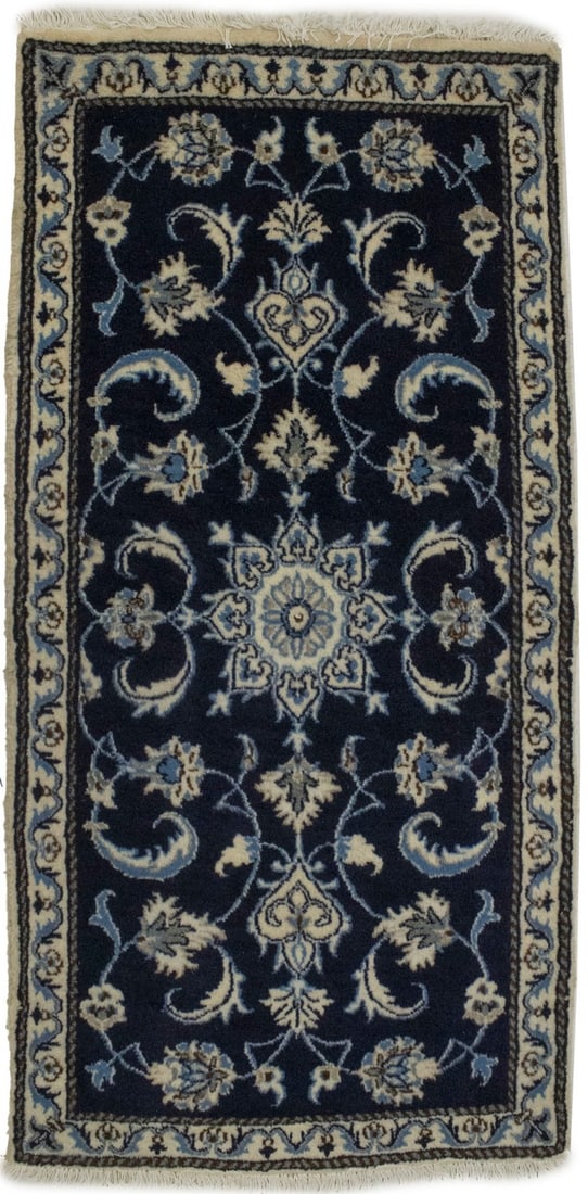 Hand-Knotted Vintage Nain Oriental Rug Floral Design Wool 2'3 x 4'7: Hand-Knotted Vintage Nain Oriental Rug Floral Design Wool 2'3 x 4'7 Enhance your space with this exquisite hand-knotted Nain oriental rug, featuring a classic floral design in a harmonious blend of na