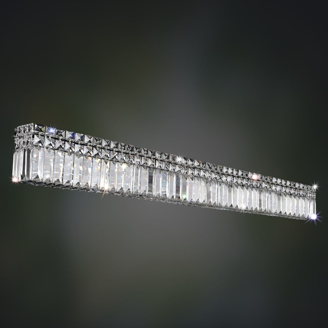 Kalco Vanita Chrome Crystal Bath Light Dimmable 46 Inch: Kalco Vanita Chrome Crystal Bath Light Dimmable 46 Inch Illuminate your bathroom with this stunning Chrome and Clear Crystal Bath Light Fixture from the Vanita collection. This elegant lighting piece