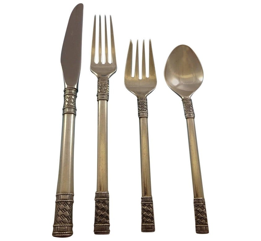 Wallace Aegean Weave Plain Sterling Silver Flatware Set 32 Pieces with Storage Chest: Wallace Aegean Weave Plain Sterling Silver Flatware Set 32 Pieces with Storage Chest Introducing the Aegean Weave Plain Flatware Set by Wallace, a stunning collection that beautifully marries classic