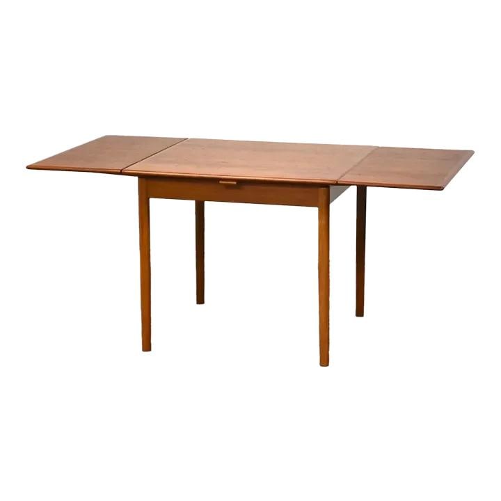 1960s Danish Modern Teak Expandable Dining Table with Draw Leaf (1 of 7)