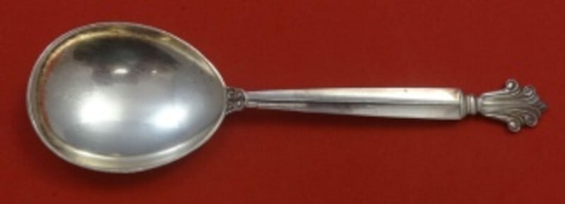 Georg Jensen Acanthus Sterling Silver Berry Spoon 8 1/8 Serving: Georg Jensen Acanthus Sterling Silver Berry Spoon 8 1/8 Serving This exquisite Acanthus pattern berry spoon by Georg Jensen is crafted from high-quality sterling silver (.925). Measuring 8 1/8 inches