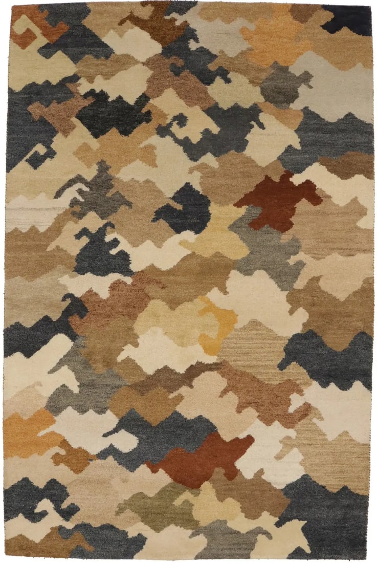 Hand-Knotted Wool Modern Abstract Indo-Gabbeh Area Rug 6'5 x 9'9 Multicolor: Hand-Knotted Wool Modern Abstract Indo-Gabbeh Area Rug 6'5 x 9'9 Multicolor This hand-knotted Indo-Gabbeh area rug features a modern abstract design in a multicolored palette. Crafted from wool, it is