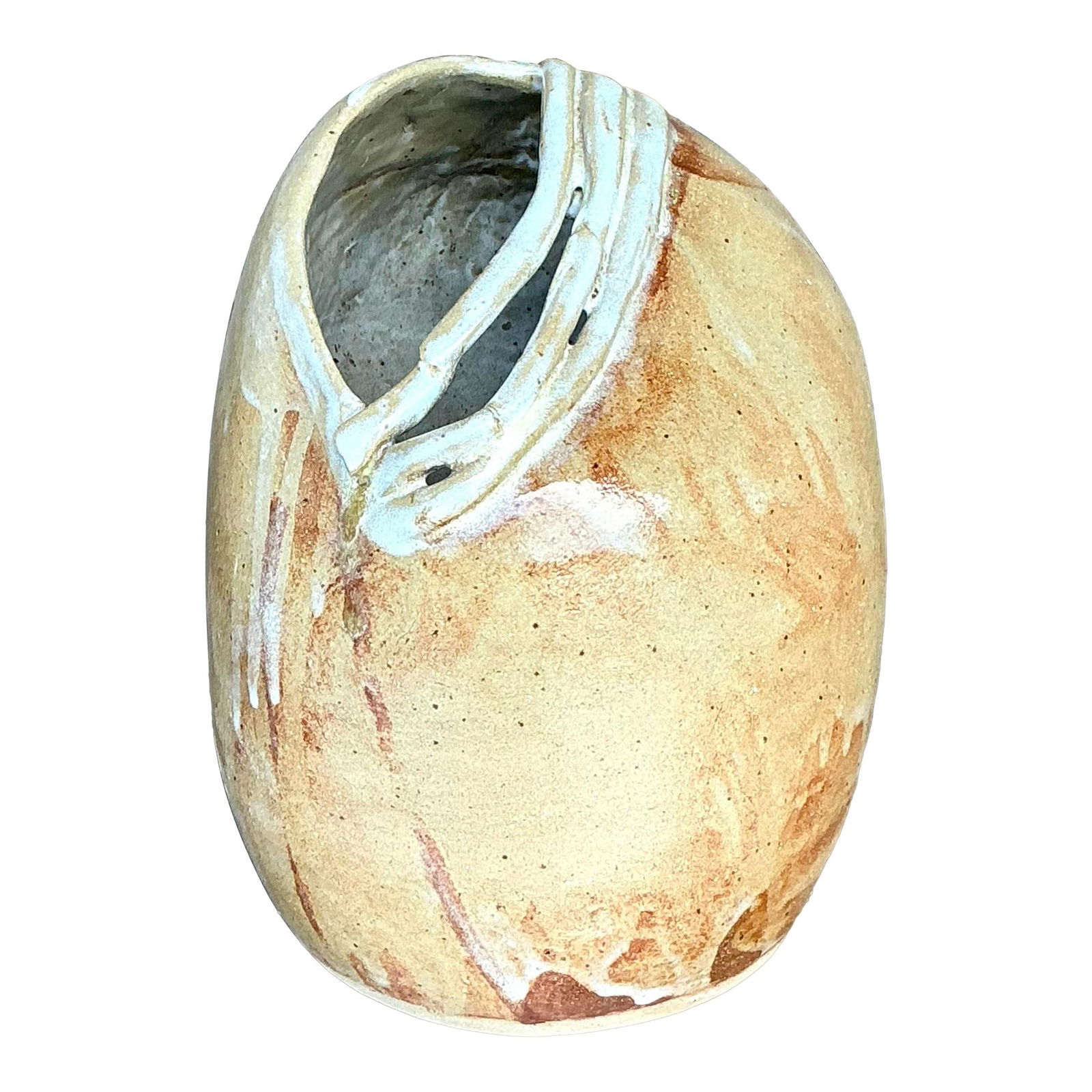 Handcrafted Vintage Boho Pottery Vase 8 Inches Camel Color (1 of 6)