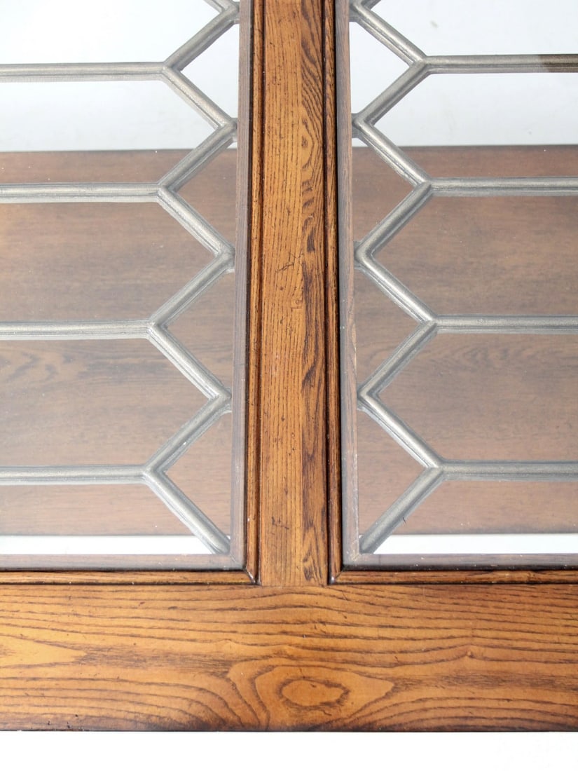 Vintage Wooden Coffee Table with Glass Top and Lower Shelf - 13