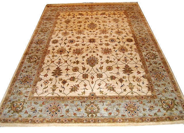 Handwoven 8.9 x 11.9 Ivory Green Chobi Peshawar Area Rug: Handwoven 8.9 x 11.9 Ivory Green Chobi Peshawar Area Rug Free continental US Shipping Transform your living space with the exquisite 8.9 x 11.9 Ivory Green Fine Quality Chobi Peshawar Rug. Handwoven b