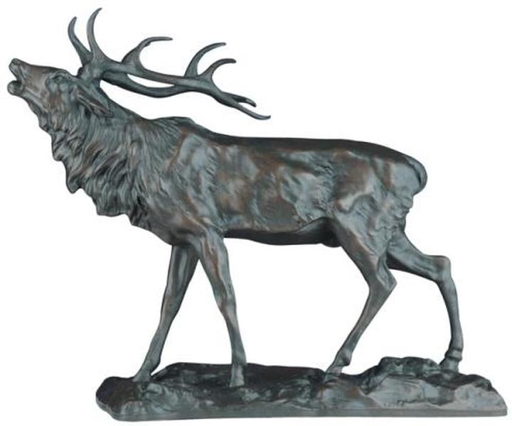 Hand-Painted Elk Sculpture Lodge Style Mountain Collection 14H 17W 5.5D: Hand-Painted Elk Sculpture Lodge Style Mountain Collection 14H 17W 5.5D This stunning hand-painted elk sculpture adds a touch of rustic charm to any decor. Crafted to order, it features meticulous han