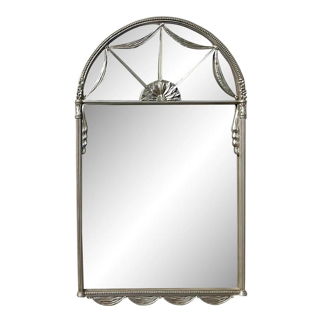 Vintage Carolina Mirror Co Silver Leaf Swag Wall Mirror 27.5x45.5 (1 of 8)