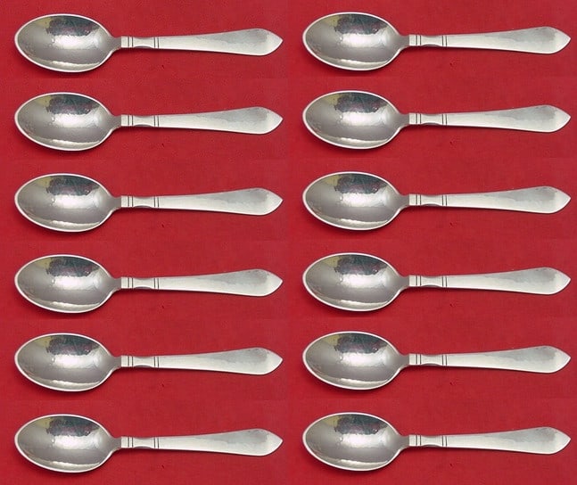 Georg Jensen Continental Sterling Silver Teaspoon Set of 12 pcs 5.5": Georg Jensen Continental Sterling Silver Teaspoon Set of 12 pcs 5.5" Enhance your dining experience with this exquisite set of 12 Continental teaspoons by Georg Jensen. Crafted from high-quality sterl