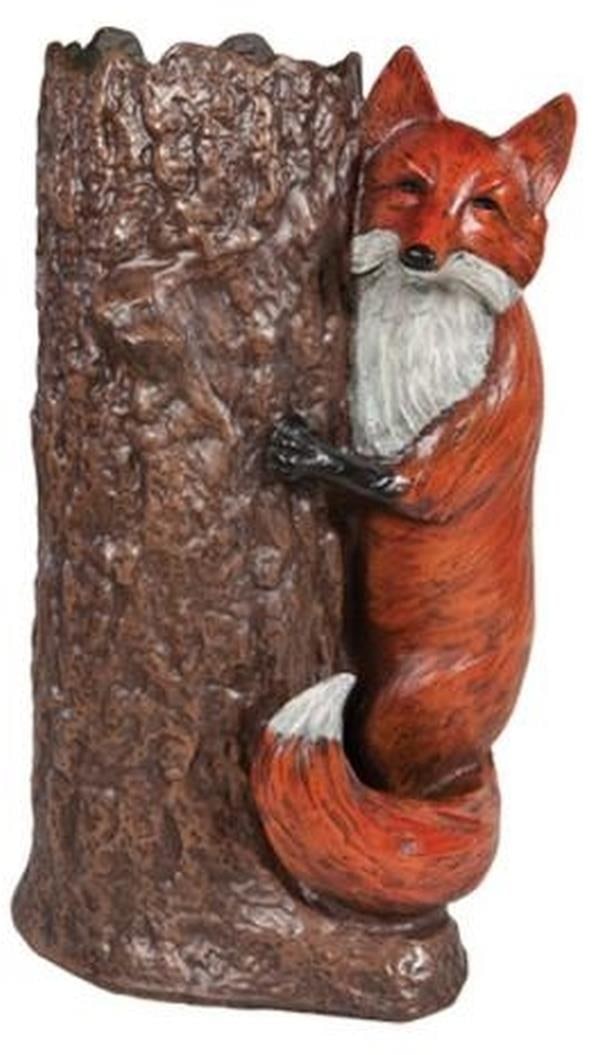 Charming Rustic Resin Sly Fox Umbrella Stand Lodge Style: Charming Rustic Resin Sly Fox Umbrella Stand Lodge Style Enhance your entryway with this charming Rustic Sly Fox Umbrella Stand, beautifully designed to resemble a tree stump featuring a sly fox motif