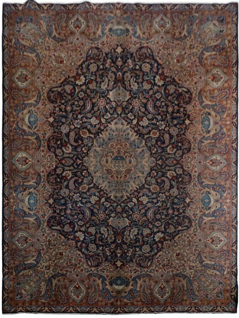 10.4 x 13.7 Navy Blue Persian Kashmar Rug Hand-Signed Authentic: 10.4 x 13.7 Navy Blue Persian Kashmar Rug Hand-Signed Authentic Free continental US Shipping Elevate your living space with this exquisite 10.4 x 13.7 Navy Blue Persian Kashmar Rug, handcrafted by ski