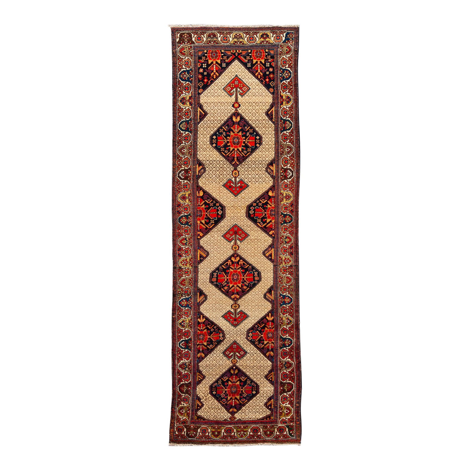 1920s Handmade Beige Malayer Persian Wool Tribal Design Rug 4' x 13': 1920s Handmade Beige Malayer Persian Wool Tribal Design Rug 4' x 13' Experience the charm of the 1920s with this exquisite antique Persian Malayer rug. Featuring a beautiful beige field, this handmade