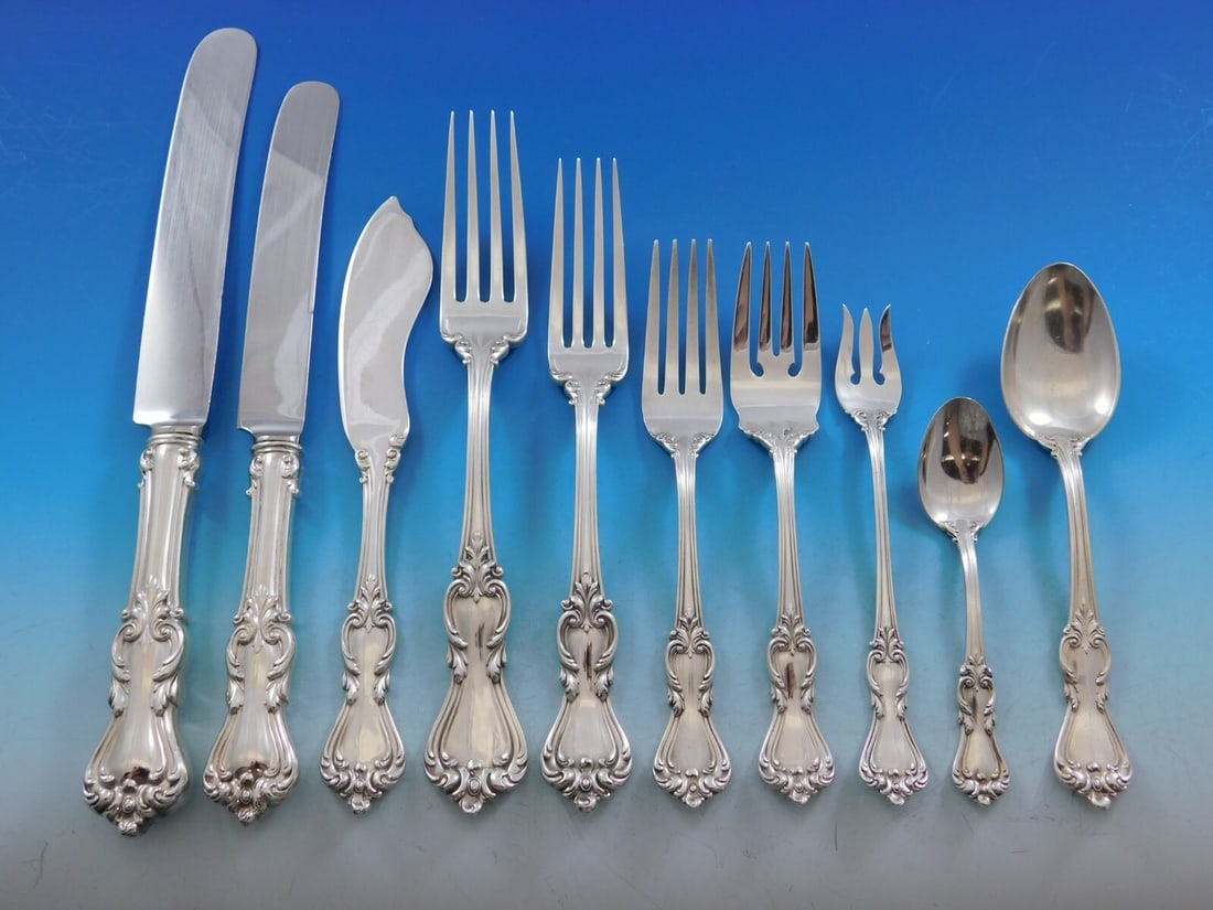 Reed & Barton Marlborough Sterling Silver Flatware Set 84 Pieces: Reed & Barton Marlborough Sterling Silver Flatware Set 84 Pieces This exquisite Marlborough flatware set by Reed & Barton offers a sophisticated dining experience with a total of 84 pieces, crafted fr