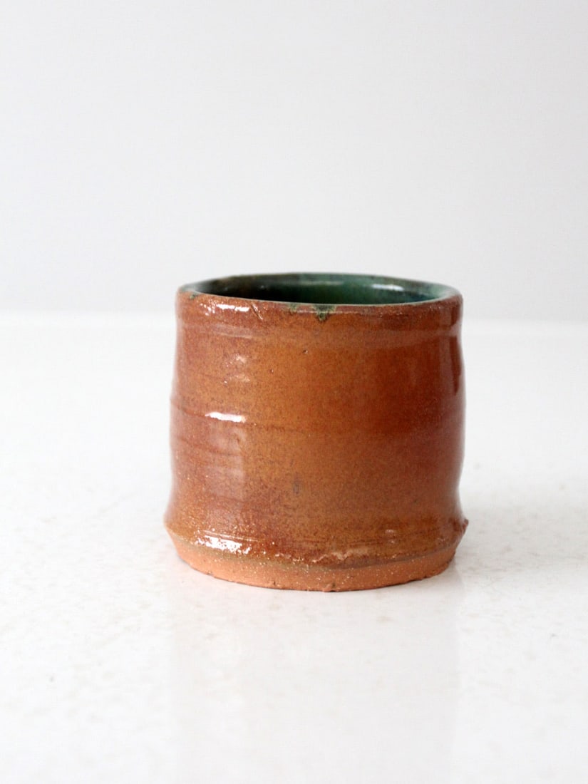 Handmade Vintage Studio Pottery Vase Signed Artist Burnt Umber Glaze (1 of 10)