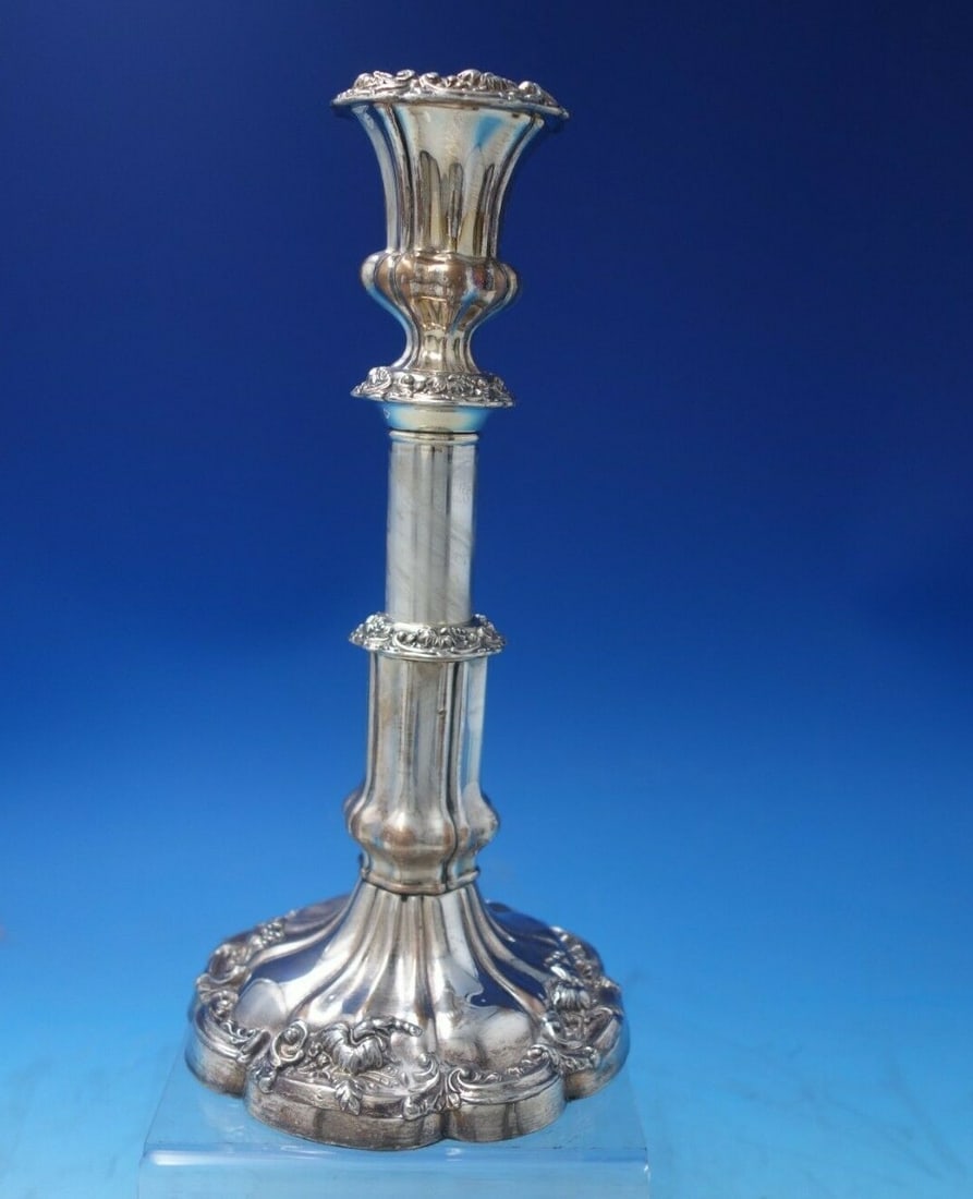 Vintage Silverplate Candlestick Floral Design 10 1/4 inch Circa 1925 (1 of 7)