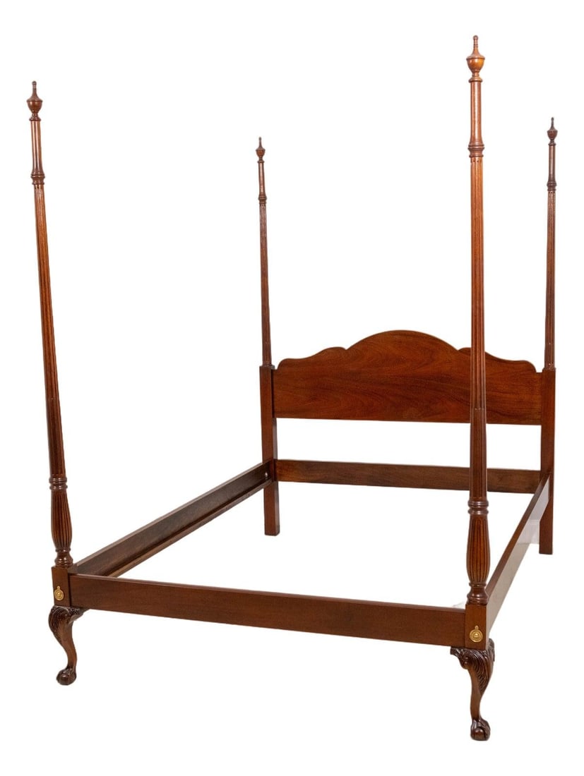 Queen Mahogany Chippendale Ball and Claw Foot Bed 18th Century Style (1 of 10)