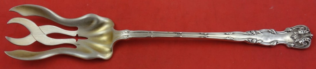 Dominick & Haff Victoria Sterling Silver Lettuce Fork 8.5" Light Gold Wash: Dominick & Haff Victoria Sterling Silver Lettuce Fork 8.5" Light Gold Wash This exquisite lettuce fork from the Victoria pattern by Dominick & Haff is crafted from sterling silver and measures 8 1/2 i