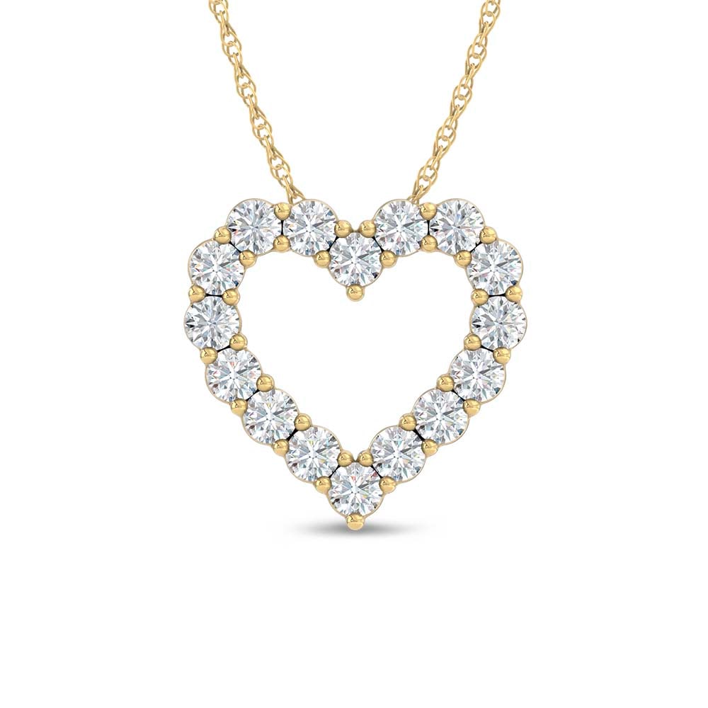 10K Yellow Gold Lab Grown Diamond 1 Ct.Tw. Heart Pendant: 10K Yellow Gold Lab Grown Diamond 1 Ct.Tw. Heart Pendant Polished 10K Yellow gold heart pendant featuring lab-grown diamonds totaling 1 carat total weight. 10k Yellow Gold Stone Color: D-f Stone Clari