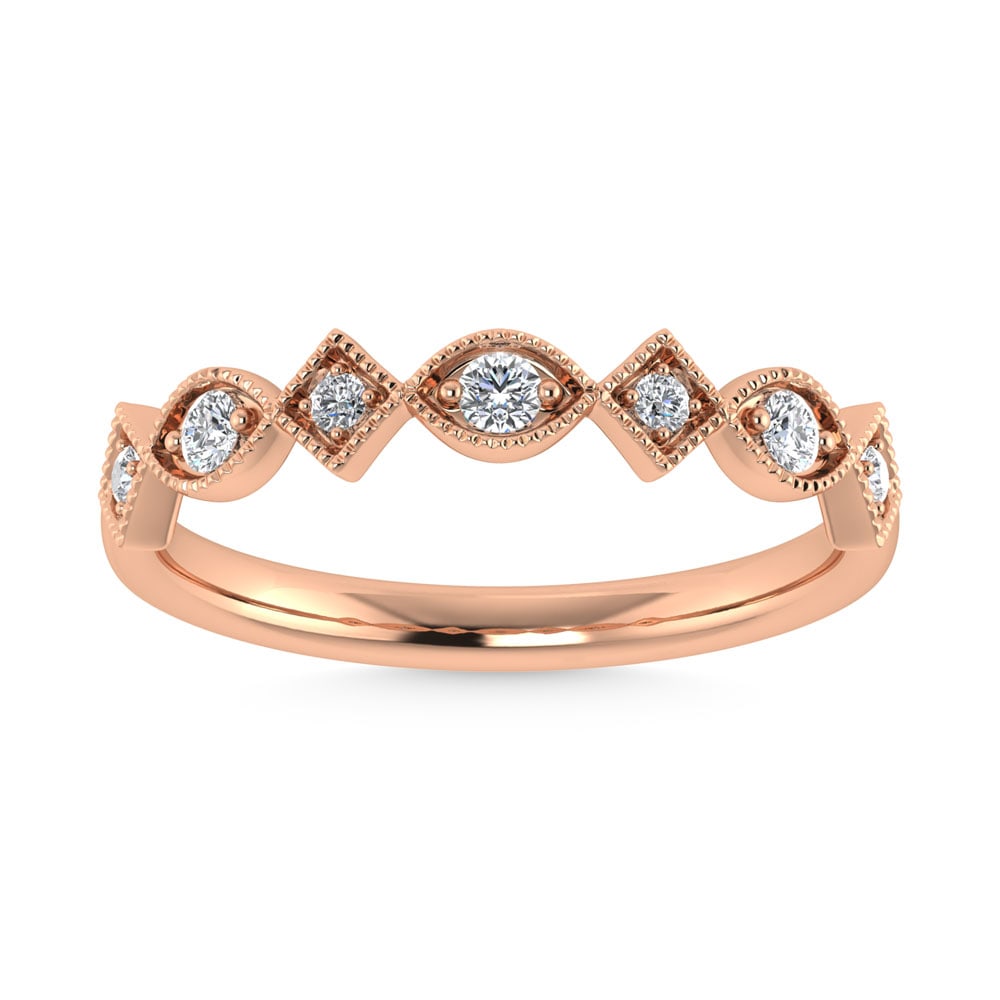 14K Rose Gold Diamond 1/8 Ct.Tw. Stackable Band: 14K Rose Gold Diamond 1/8 Ct.Tw. Stackable Band 14k Rose Gold Stone Color: G-h Stone Clarity: I2 This item may take 2-5 weeks for shipping. PLEASE NOTE: Framed, Large, or heavy items do not have shipp