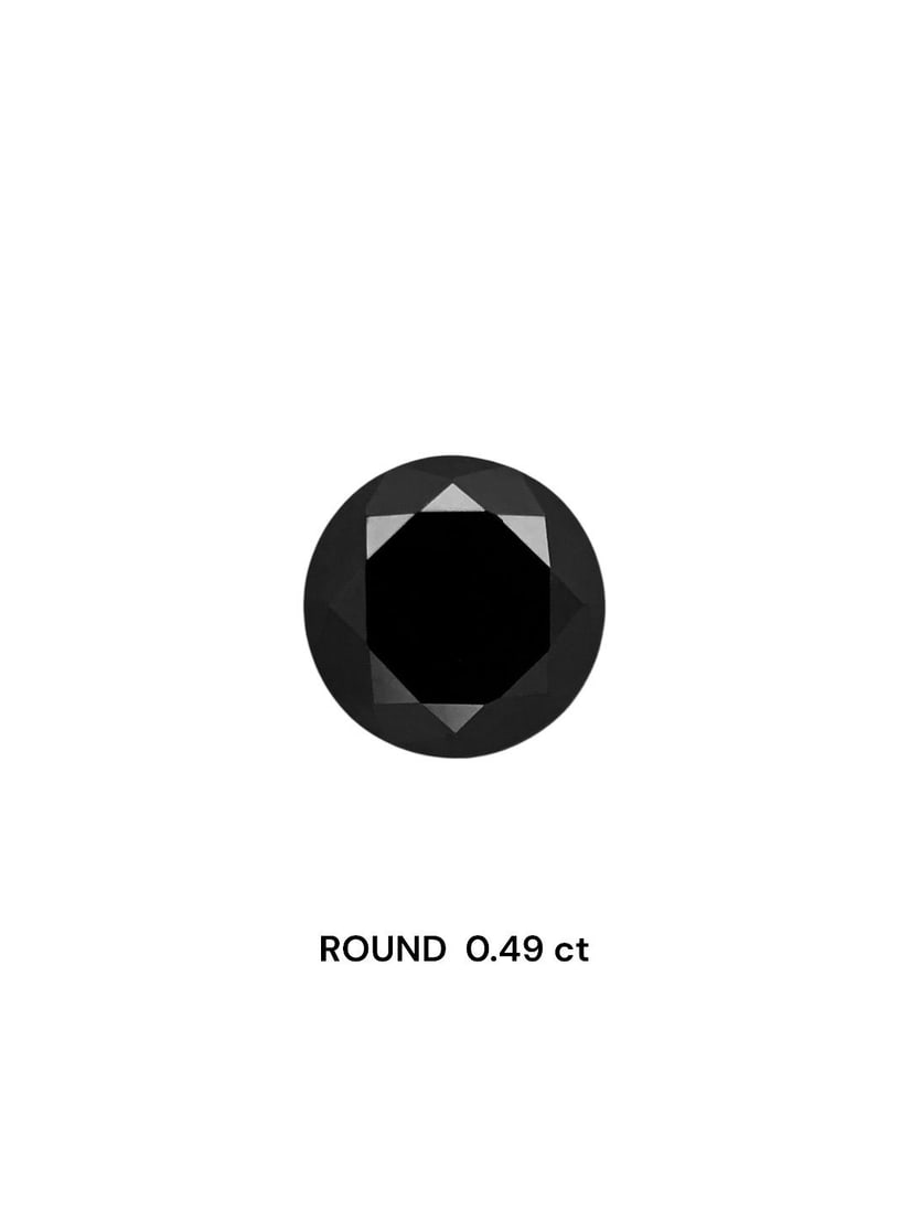 Loose Diamond - ROUND 0.49ct Fancy Black VVS2: Loose Diamond - ROUND 0.49ct Fancy Black VVS2 Source: Natural Shape: ROUND Carats: 0.49 Color: Fancy Black Certification: NONE Video: