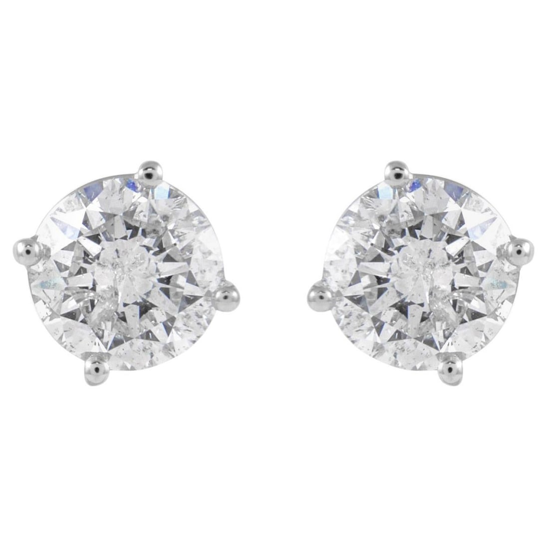 EGL Certified 1.96ct Diamond Stud Earrings in 14k White Gold: EGL Certified 1.96ct Diamond Stud Earrings in 14k White Gold Elevate your elegance with these stunning EGL Certified 1.96 Carat Diamond Stud Earrings. Crafted from 14k white gold, these contemporary e