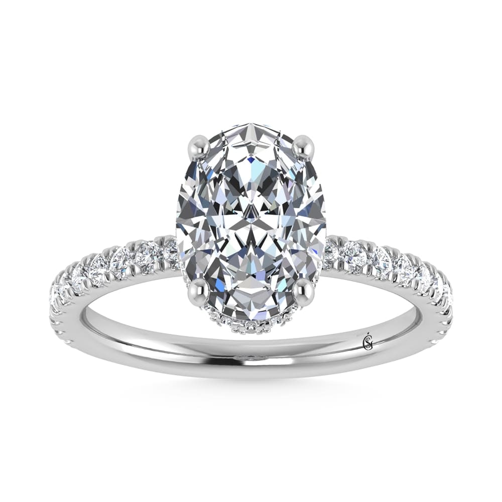 14K White Gold Lab Grown Diamond 3 1/2 Ct.Tw. Oval Shape Halo IGI Certified Engagement Ring (IGI: 14K White Gold Lab Grown Diamond 3 1/2 Ct.Tw. Oval Shape Halo IGI Certified Engagement Ring (IGI Certified Center 3ct) Discover subtle brilliance and modern elegance with our Hidden Halo Diamond Engag