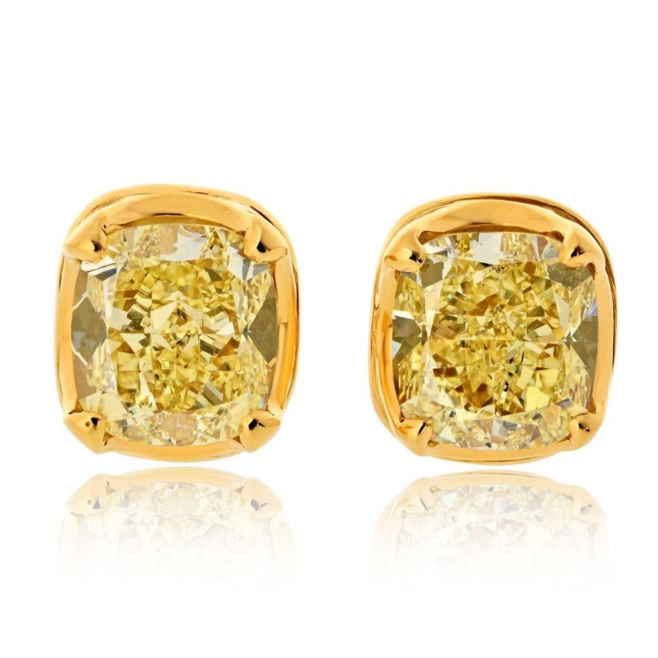 18K Yellow Gold FYI Earrings 8.01 Cts Diamond (1 of 4)