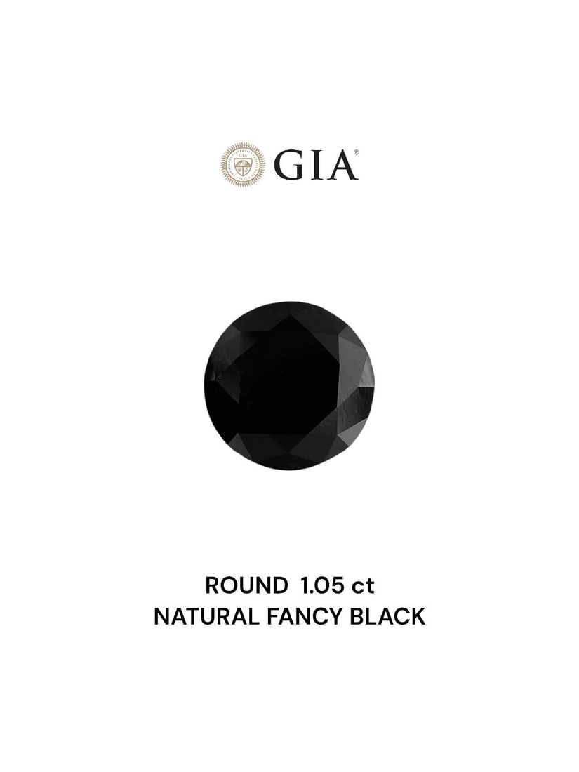 Loose Diamond - ROUND 1.05ct Fancy Black VVS2: Loose Diamond - ROUND 1.05ct Fancy Black VVS2 Source: Natural Shape: ROUND Carats: 1.05 Color: Fancy Black Certification: GIA Video:
