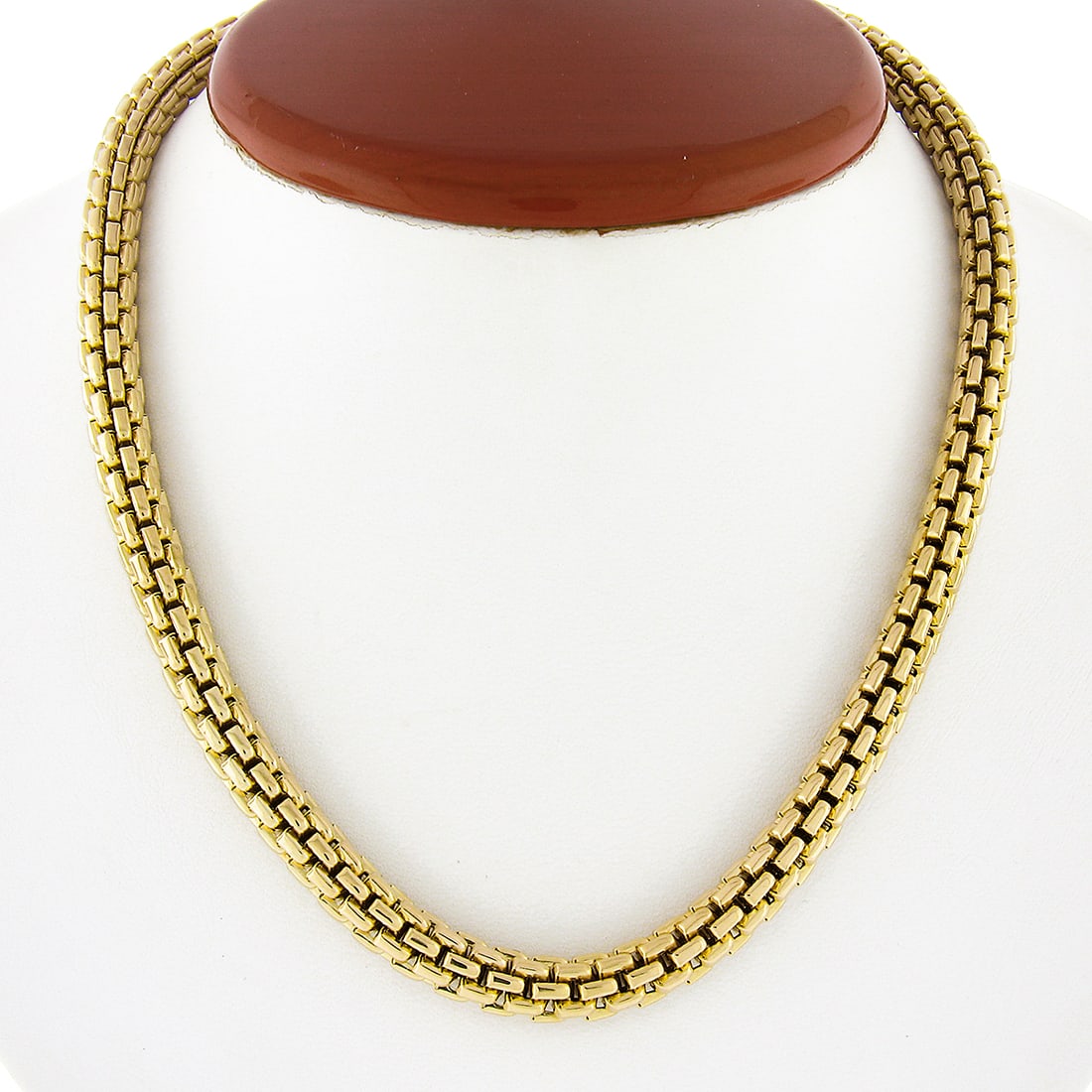 Elegant 18K Yellow Gold 16.5" 7.1mm Polished 3D Brick Link Necklace: Elegant 18K Yellow Gold 16.5" 7.1mm Polished 3D Brick Link Necklace Elevate your style with this exquisite 18K Yellow Gold Long 16.5" 7.1mm Polished 3D Brick Barrel Link Chain Statement Necklace. Craf