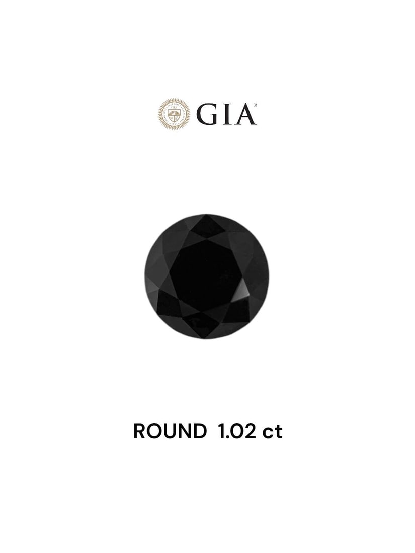 Loose Diamond - ROUND 1.02ct Fancy Black VVS2: Loose Diamond - ROUND 1.02ct Fancy Black VVS2 Source: Natural Shape: ROUND Carats: 1.02 Color: Fancy Black Certification: GIA Video: