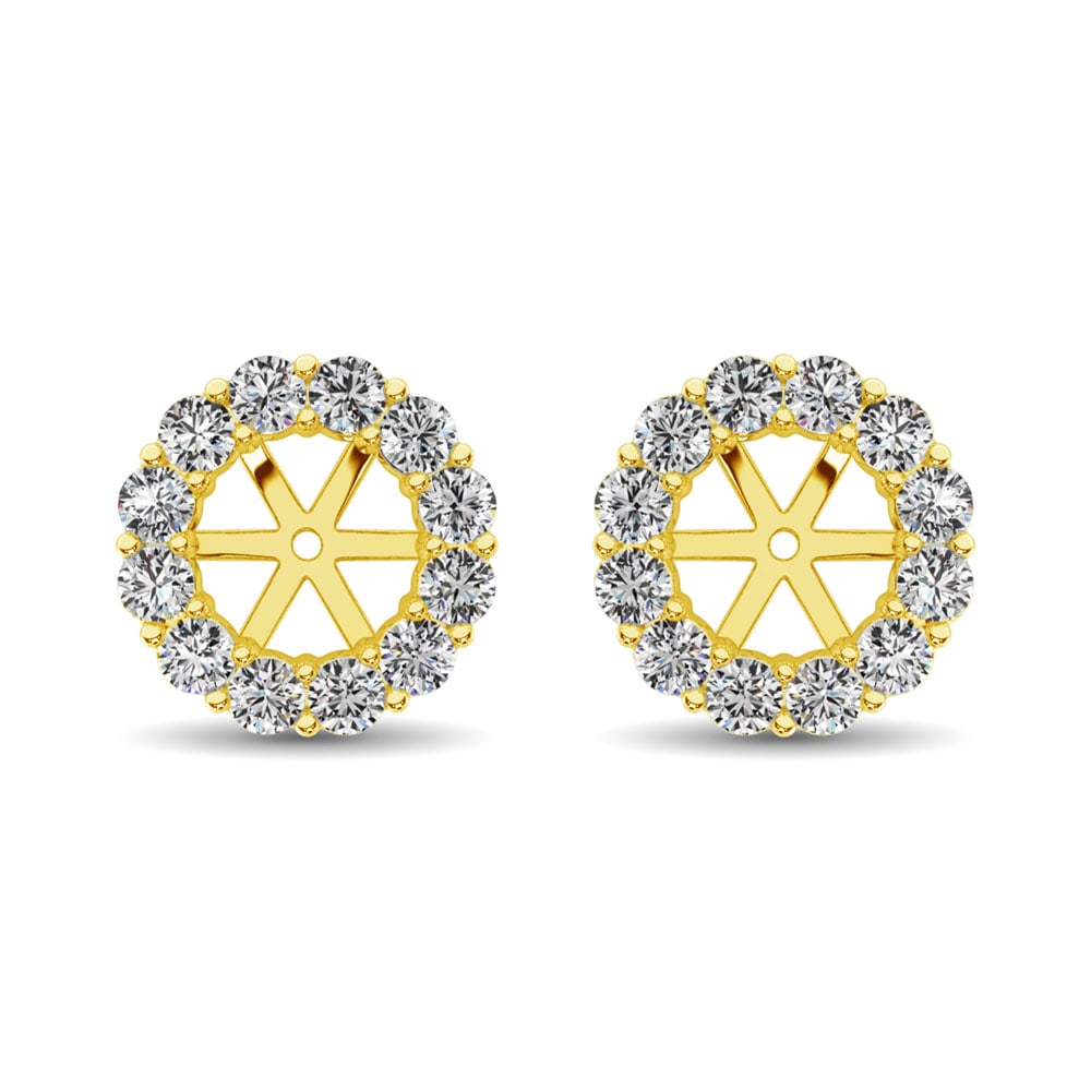 14K Yellow Gold Diamond 1/2 Ct.Tw. Earrings Jacket: 14K Yellow Gold Diamond 1/2 Ct.Tw. Earrings Jacket These beautiful earrings are available in 14K Yellow Gold. There are 14 round diamonds with a total carat weight of 1/2 Ct.Tw. set in a Prong setting