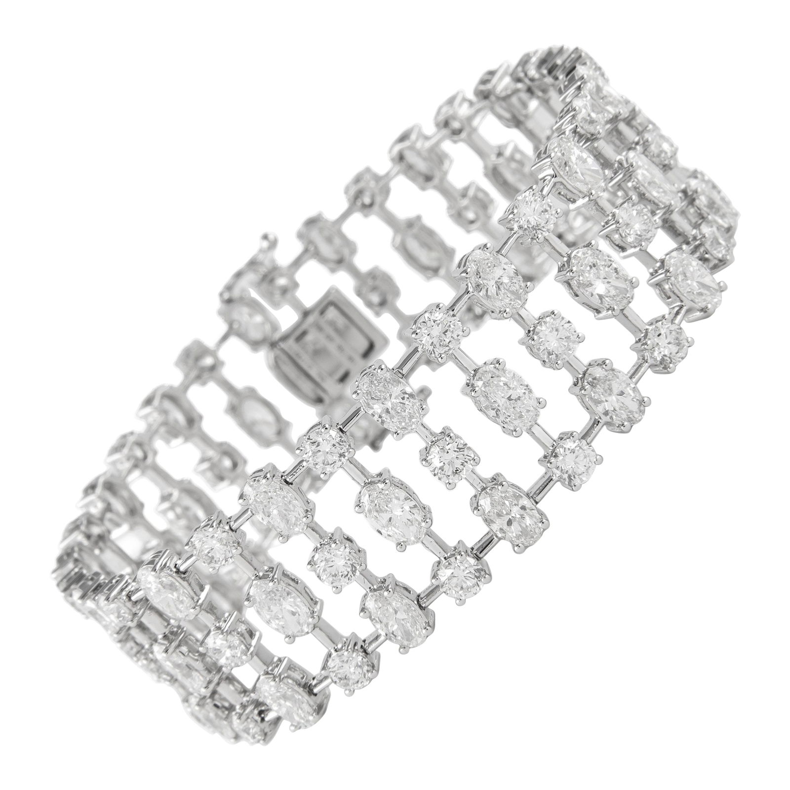 22.46ct Oval Diamond Tennis Bracelet 18k White Gold (1 of 5)