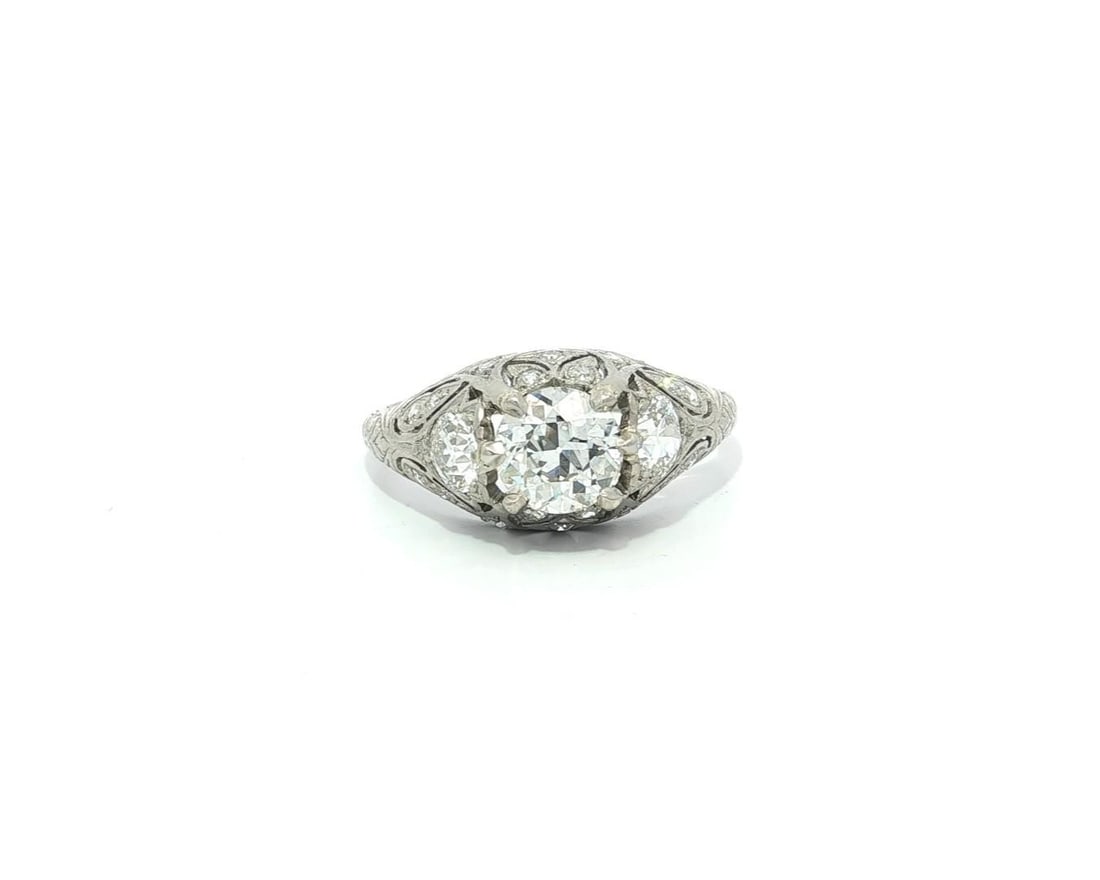 Antique Art Deco Platinum GIA Certified 1.76ctw Diamond Solitaire Ring: Antique Art Deco Platinum GIA Certified 1.76ctw Diamond Solitaire Ring Discover a stunning Antique Art Deco Platinum ring featuring a remarkable 1.76ctw of Old European diamonds. This exquisite solita
