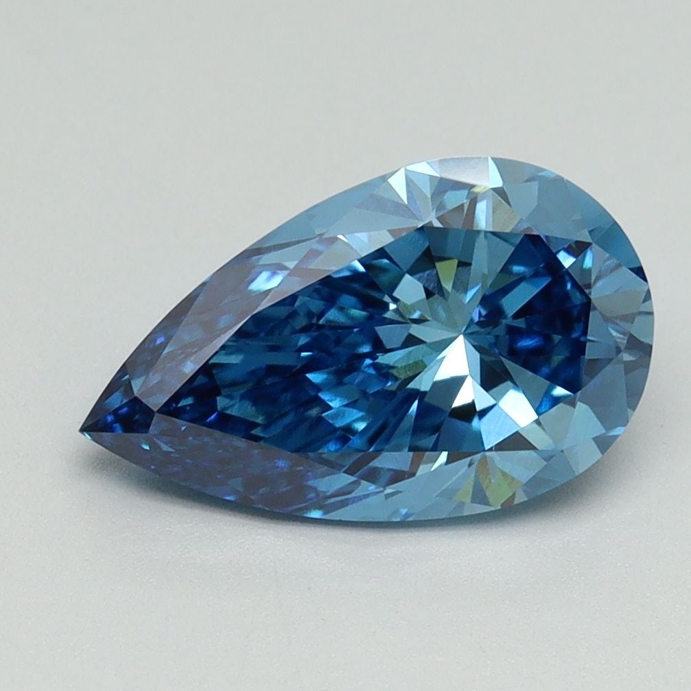 Loose Diamond - PEAR 2.11ct Fancy Vivid Blue VS1: Loose Diamond - PEAR 2.11ct Fancy Vivid Blue VS1 Source: This is a real non-mined Diamond that has been grown in a lab Shape: PEAR Carats: 2.11 Color: Fancy Vivid Blue Certification: IGI Video:
