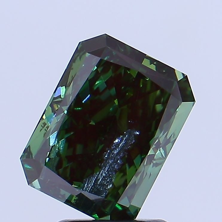 Loose Diamond - RADIANT 2.13ct Fancy Deep Green I1: Loose Diamond - RADIANT 2.13ct Fancy Deep Green I1 Source: This is a real non-mined Diamond that has been grown in a lab Shape: RADIANT Carats: 2.13 Color: Fancy Deep Green Certification: IGI Video: