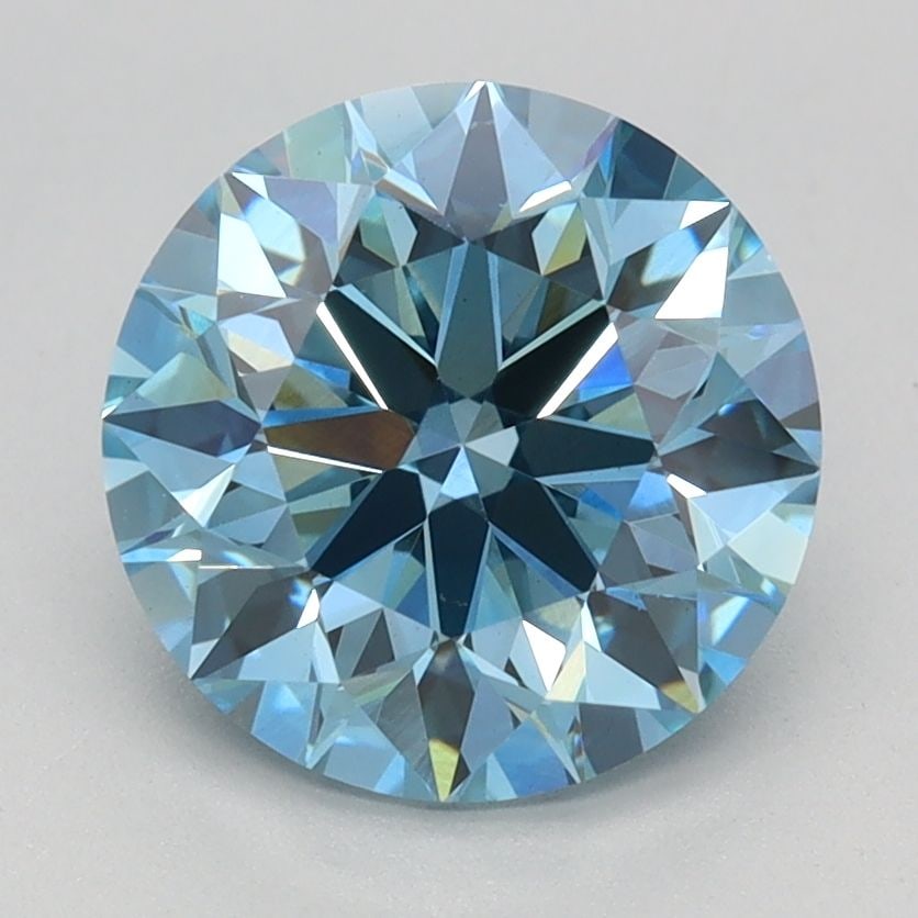 Ideal Loose Diamond - ROUND 2.18ct Fancy Vivid Blue VS1: Ideal Loose Diamond - ROUND 2.18ct Fancy Vivid Blue VS1 Source: This is a real non-mined Diamond that has been grown in a lab Shape: ROUND Carats: 2.18 Color: Fancy Vivid Blue Certification: IGI Video