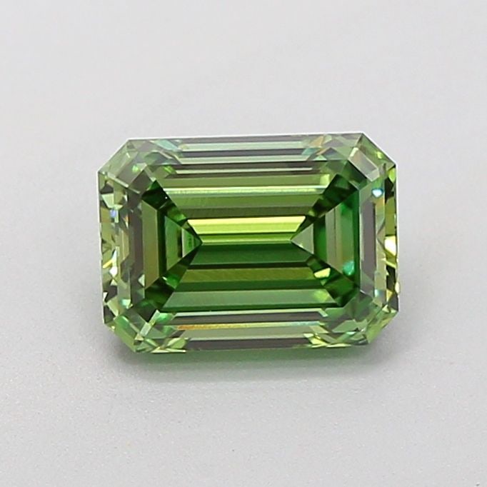 Loose Diamond - EMERALD 1.55ct Fancy Vivid Green VVS2: Loose Diamond - EMERALD 1.55ct Fancy Vivid Green VVS2 Source: This is a real non-mined Diamond that has been grown in a lab Shape: EMERALD Carats: 1.55 Color: Fancy Vivid Green Certification: IGI Vide