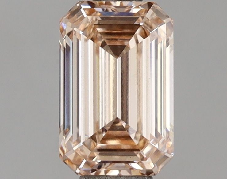 Loose Diamond - EMERALD 1.05ct Fancy Pinkish Orange VS1: Loose Diamond - EMERALD 1.05ct Fancy Pinkish Orange VS1 Source: This is a real non-mined Diamond that has been grown in a lab Shape: EMERALD Carats: 1.05 Color: Fancy Pinkish Orange Certification: IGI