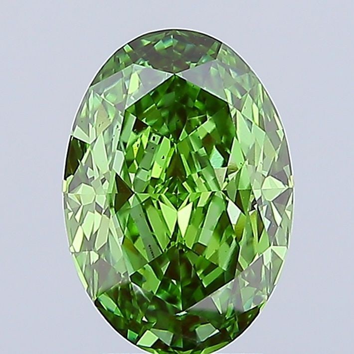 Loose Diamond - OVAL 3.43ct Fancy Vivid Green VS2: Loose Diamond - OVAL 3.43ct Fancy Vivid Green VS2 Source: This is a real non-mined Diamond that has been grown in a lab Shape: OVAL Carats: 3.43 Color: Fancy Vivid Green Certification: IGI Video: