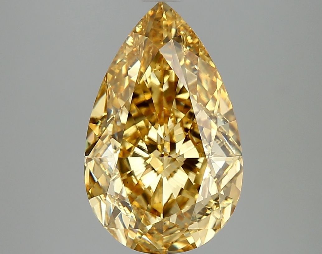Loose Diamond - PEAR 4.42ct Fancy Vivid Yellow VS1: Loose Diamond - PEAR 4.42ct Fancy Vivid Yellow VS1 Source: This is a real non-mined Diamond that has been grown in a lab Shape: PEAR Carats: 4.42 Color: Fancy Vivid Yellow Certification: IGI Video: