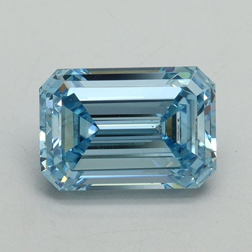 Loose Diamond - EMERALD 1.57ct Fancy Vivid Blue VS2: Loose Diamond - EMERALD 1.57ct Fancy Vivid Blue VS2 Source: This is a real non-mined Diamond that has been grown in a lab Shape: EMERALD Carats: 1.57 Color: Fancy Vivid Blue Certification: IGI Video: