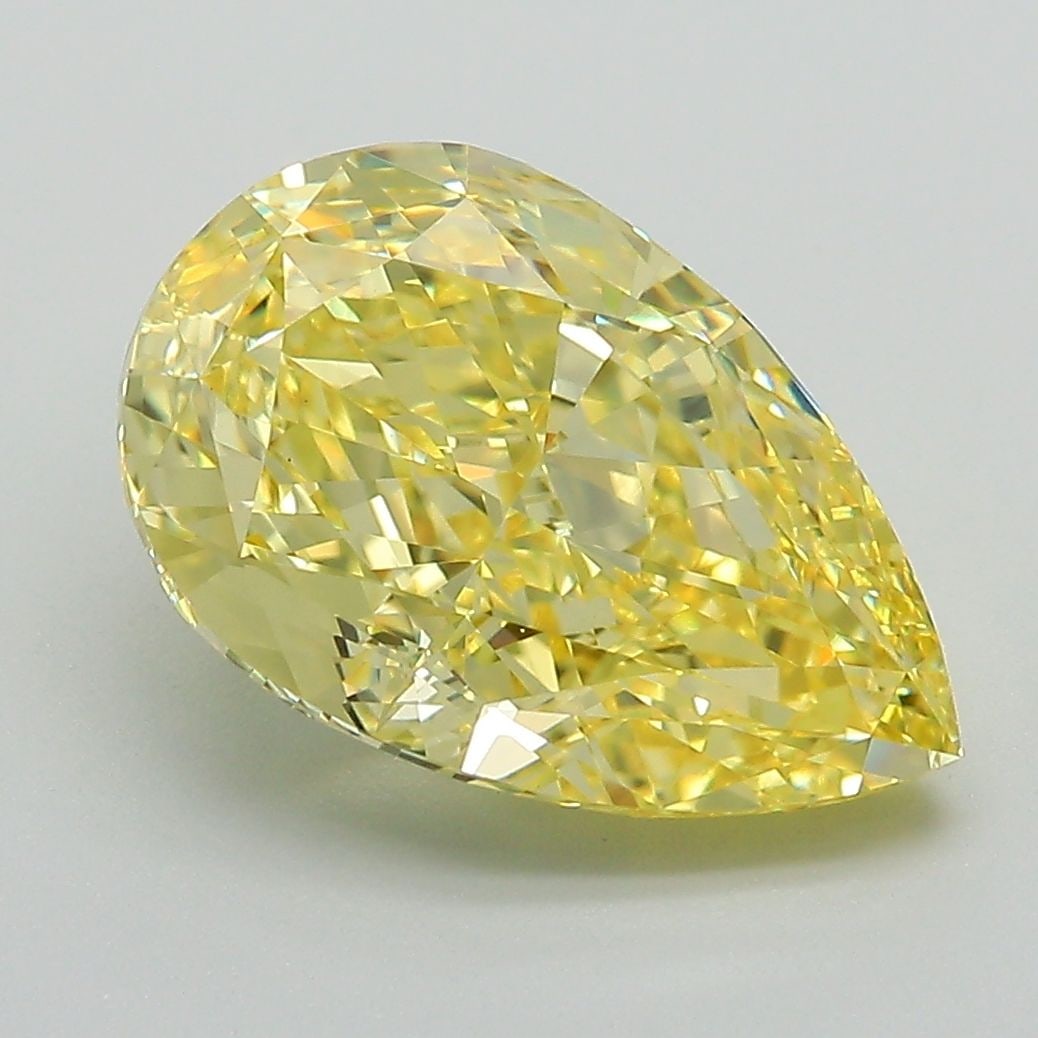 Loose Diamond - PEAR 4.15ct Fancy Intense Yellow VVS2: Loose Diamond - PEAR 4.15ct Fancy Intense Yellow VVS2 Source: This is a real non-mined Diamond that has been grown in a lab Shape: PEAR Carats: 4.15 Color: Fancy Intense Yellow Certification: IGI Vide