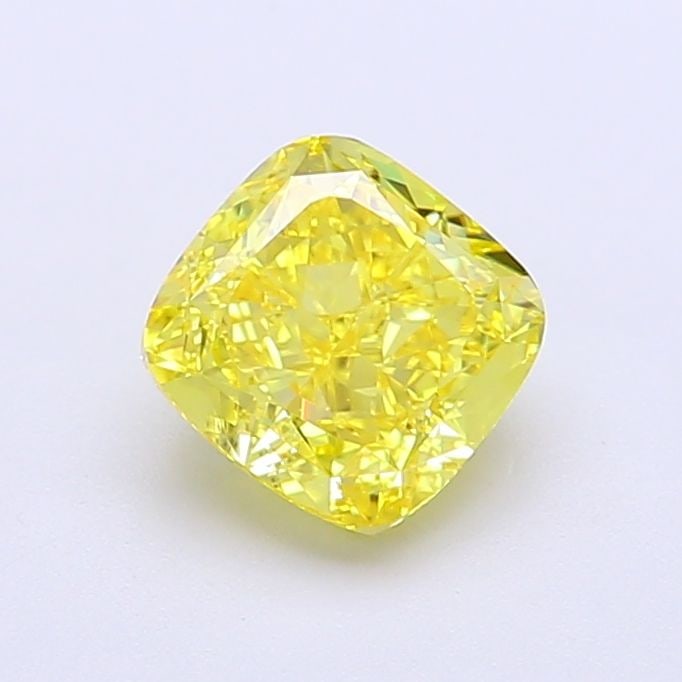 Loose Diamond - CUSHION MODIFIED 1.25ct Fancy Vivid Yellow VVS2: Loose Diamond - CUSHION MODIFIED 1.25ct Fancy Vivid Yellow VVS2 Source: This is a real non-mined Diamond that has been grown in a lab Shape: CUSHION MODIFIED Carats: 1.25 Color: Fancy Vivid Yellow