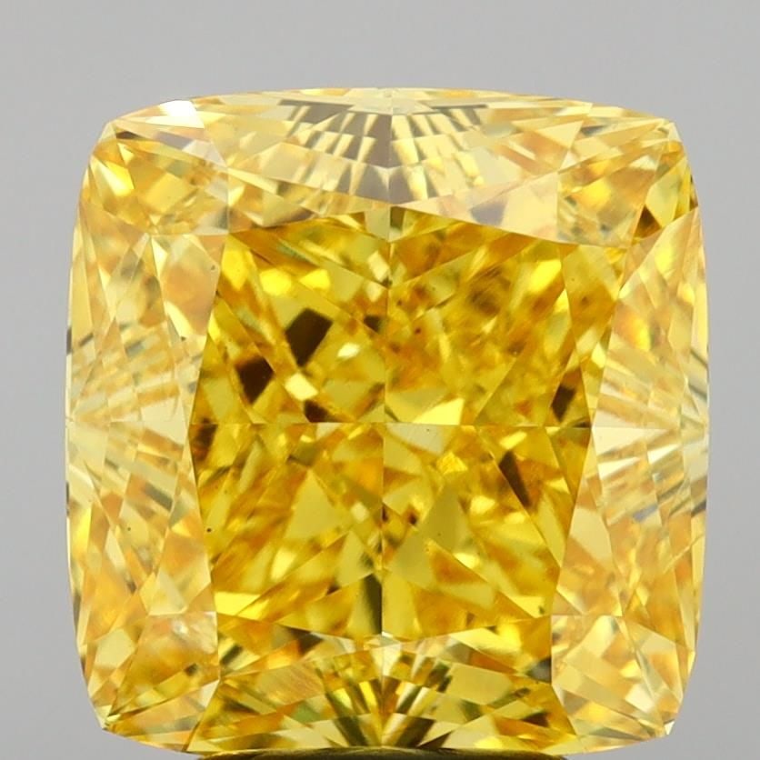Loose Diamond - CUSHION MODIFIED 5.0ct Fancy Vivid Yellow VS2: Loose Diamond - CUSHION MODIFIED 5.0ct Fancy Vivid Yellow VS2 Source: This is a real non-mined Diamond that has been grown in a lab Shape: CUSHION MODIFIED Carats: 5.0 Color: Fancy Vivid Yellow Certif