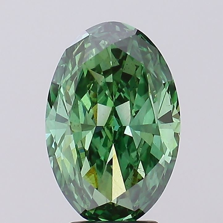 Loose Diamond - OVAL 3.76ct Fancy Vivid Green VS1: Loose Diamond - OVAL 3.76ct Fancy Vivid Green VS1 Source: This is a real non-mined Diamond that has been grown in a lab Shape: OVAL Carats: 3.76 Color: Fancy Vivid Green Certification: IGI Video: