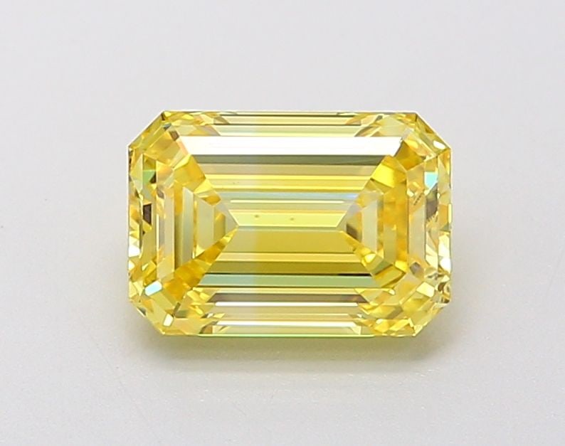 Loose Diamond - EMERALD 1.57ct Fancy Vivid Yellow VVS2: Loose Diamond - EMERALD 1.57ct Fancy Vivid Yellow VVS2 Source: This is a real non-mined Diamond that has been grown in a lab Shape: EMERALD Carats: 1.57 Color: Fancy Vivid Yellow Certification: IGI Vi